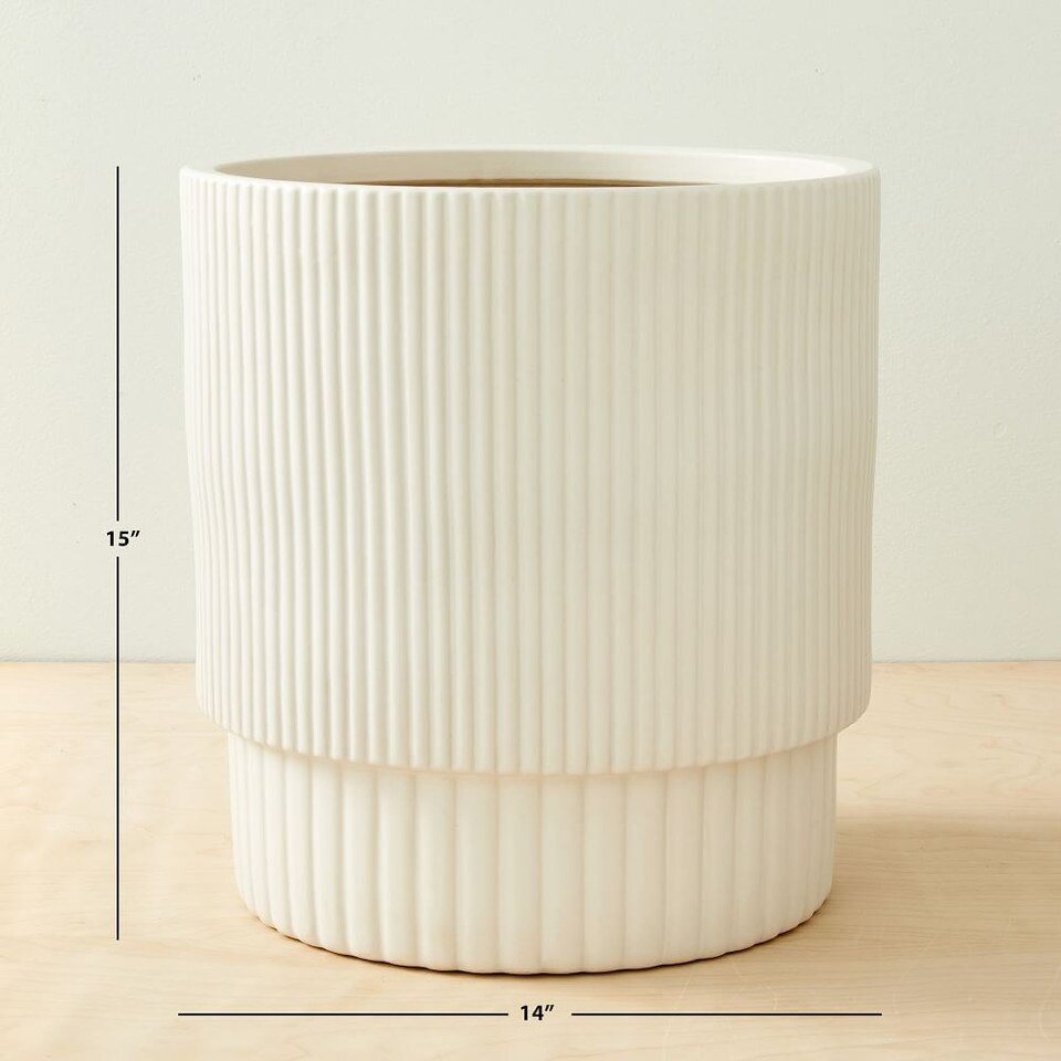Fluted Indoor/Outdoor Planters White West Elm UK